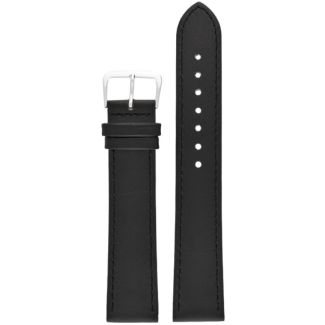 Black Extra Long Leather Watch Straps With Silver Buckles - 20mm