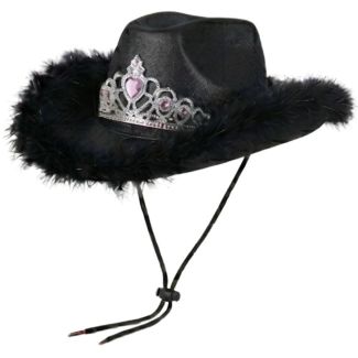 Black Glitter Tiara Cowboy Party Hat – 37cm