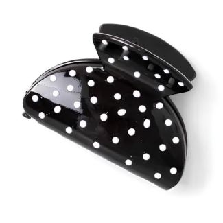 Black Clamp with Small White Polka Dots - 6cm