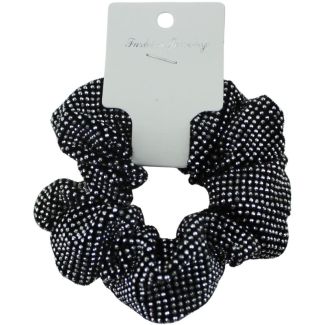Black Rhinestone Velvet Hair Scrunchie - 10cm