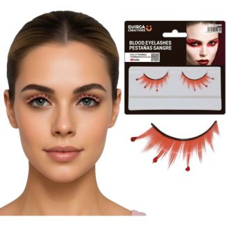 Blood Drop False Eyelashes - Red
