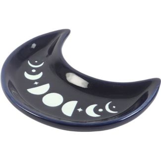 Blue Moon Phase Crescent Ceramic Trinket Dish