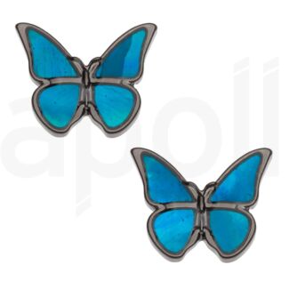 Blue Mother of Pearl Shell Morpho Butterfly Stud Earrings