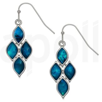 Blue Paua Shell Articulated Diamond Hook Earrings