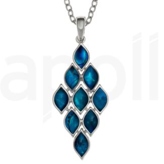 Blue Paua Shell Articulated Diamond Pendant Necklace