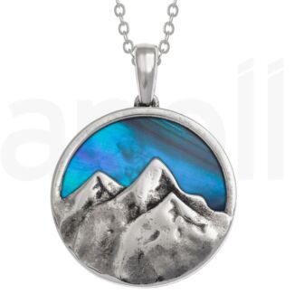 Blue Paua Shell Mountain Pendant Necklace