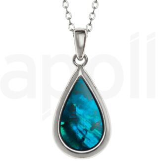 Blue Paua Shell Teardrop Pendant Necklace