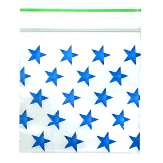 Wholesale Zipper Grip Seal Printed Resealable Bags - Blue Star (40x40mm)