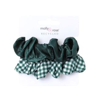 2pcs Bottle Green Small Hair Scrunchies - 8cm