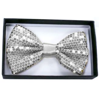 Sequin Bow Ties - Silver