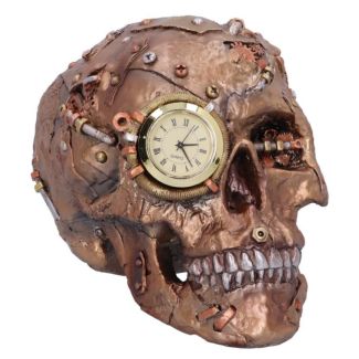 Bronze Scrapped Skull Steampunk Scrap Skeleton Figurine - 19cm 