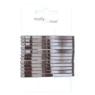  Brown 65mm Curved Hairslides - Card of 12