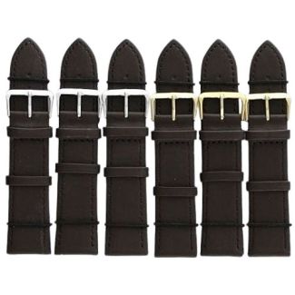 Brown Leather Watch Straps with Gold & Silver Buckles - 22mm
