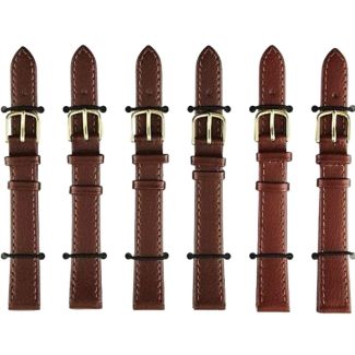 Brown Leather Watch Straps with Gold Buckles  - 14mm