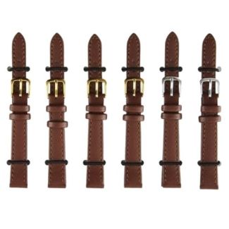 Tan Leather Watch Straps with Gold & Silver Buckles - 12mm