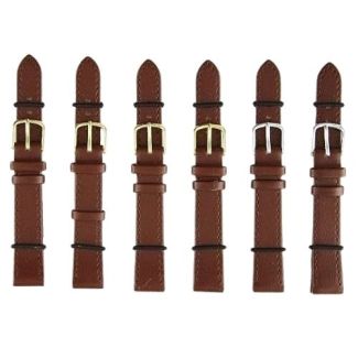 Brown Leather Watch Straps with Gold & Silver Buckles - 14mm