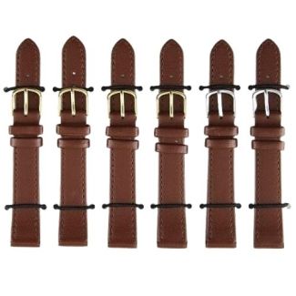 Brown Leather Watch Straps with Gold & Silver Buckles - 16mm