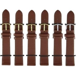 Brown Leather Watch Straps with Gold & Silver Buckles - 18mm