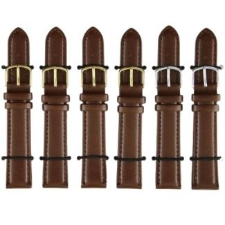Brown Padded Leather Watch Straps with Gold & Silver Buckles - 18mm