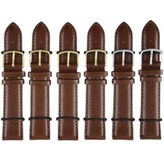 Brown Padded Leather Watch Straps with Gold & Silver Buckles - 20mm