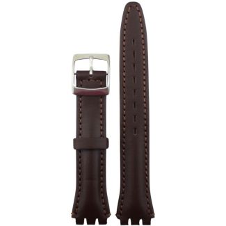 Brown Swatch Replacement Premium Leather Padded Watch Strap - 17mm
