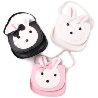 Bunny Face Saddle Bag with Shoulder Strap - Assorted - 12x11cm