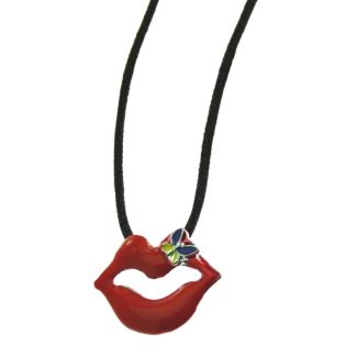 Butterfly On Red Lips Necklace 