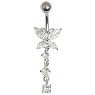 Butterfly Trail Belly Bar - Silver - 38mm