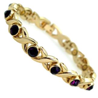 Wholesale Magnetic Bracelet With 10 Magnets - Purple Stones