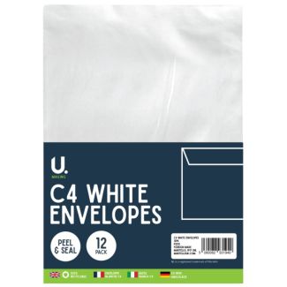 C4 White Envelopes Pack of 12 (32.7 x 23 x 0.5cm)