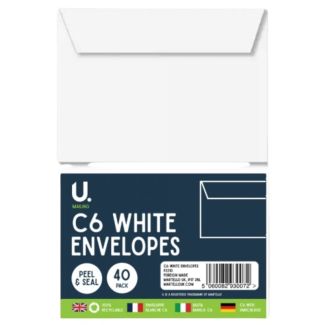 C6 White Envelopes Pack of 40 (11.5 x 16 x 0.7cm)