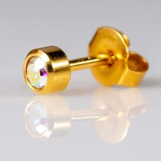 Caflon Blu Gold Rock Crystal Ear Piercing Studs