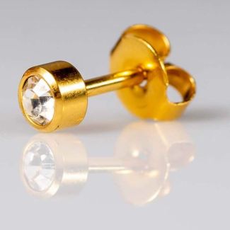 Caflon Blu Large April Gold Crystal Birthstone Ear Piercing Studs