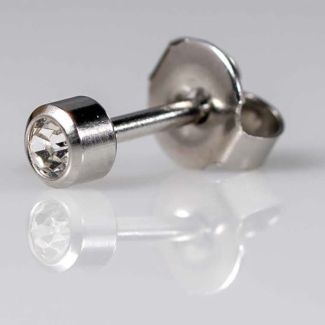 Caflon Blu Large April White Stainless Crystal Birthstone Ear Piercing Studs