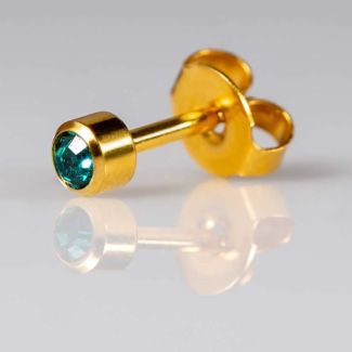 Caflon Blu Mini December Gold Blue Zicron Birthstone Ear Piercing Studs