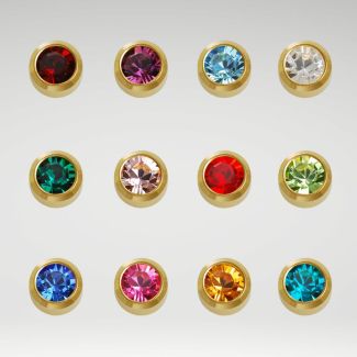 Caflon Blu Mini Gold Assorted Birthstone Ear Piercing Studs