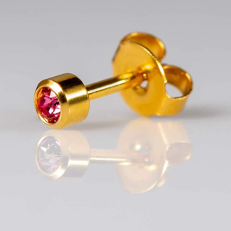 Caflon Blu Mini October Gold Rose Zicron Birthstone Ear Piercing Studs
