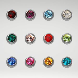 Caflon Blu Mini White Stainless Assorted Birthstone Ear Piercing Studs