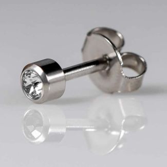 Caflon Blu Regular April White Stainless Crystal Birthstone Ear Piercing Studs
