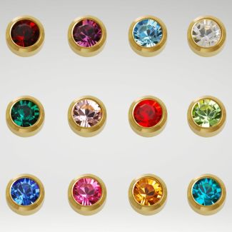 Caflon Blu Regular Gold Assorted Birthstones Ear Piercing Studs