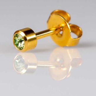 Caflon Blu Regular Gold August Peridot Birthstone Ear Piercing Studs