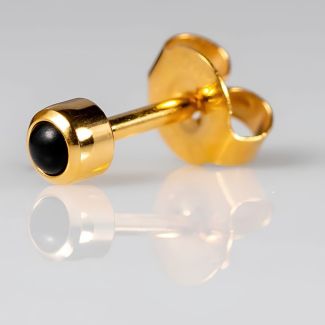 Caflon Blu Regular Gold Black Cabochon Ear Piercing Studs