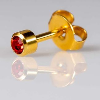 Caflon Blu Regular Gold July Ruby Birthstone Ear Piercing Studs