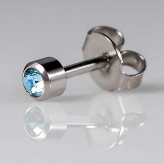 Caflon Blu Regular March White Stainless Aquamarine Birthstone Ear Piercing Studs