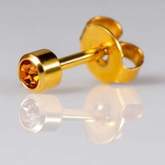 Caflon Blu Regular November Gold Topaz Birthstone Ear Piercing Studs