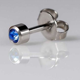 Caflon Blu Regular September White Stainless Sapphire Birthstone Ear Piercing Studs