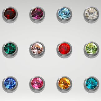 Caflon Blu Regular White Stainless Assorted Birthstones Ear Piercing Studs