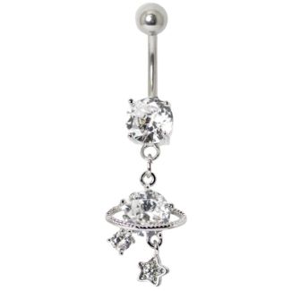 Calling Planet Saturn Design Belly Bar - 10mm