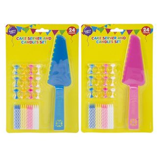 Candle Set With Cake Server - Assorted Colours 