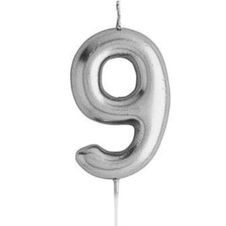 Cake Candle No. 9 - Silver (6cm)